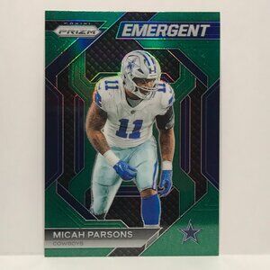2023 Panini Prizm #H-18 Micah Parsons Emergent Prizms Green Dallas Cowboys